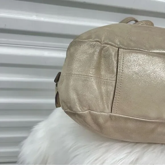 • COACH Shimmer Champagne Leather Carryall Tote Gallery Shoulder Bag - Picture 8 of 13